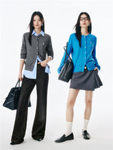 Women's Wool-Blend Knit Cardigan with Contrast Accents